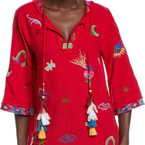 Johnny Was Catalya Tunic Racing Red M